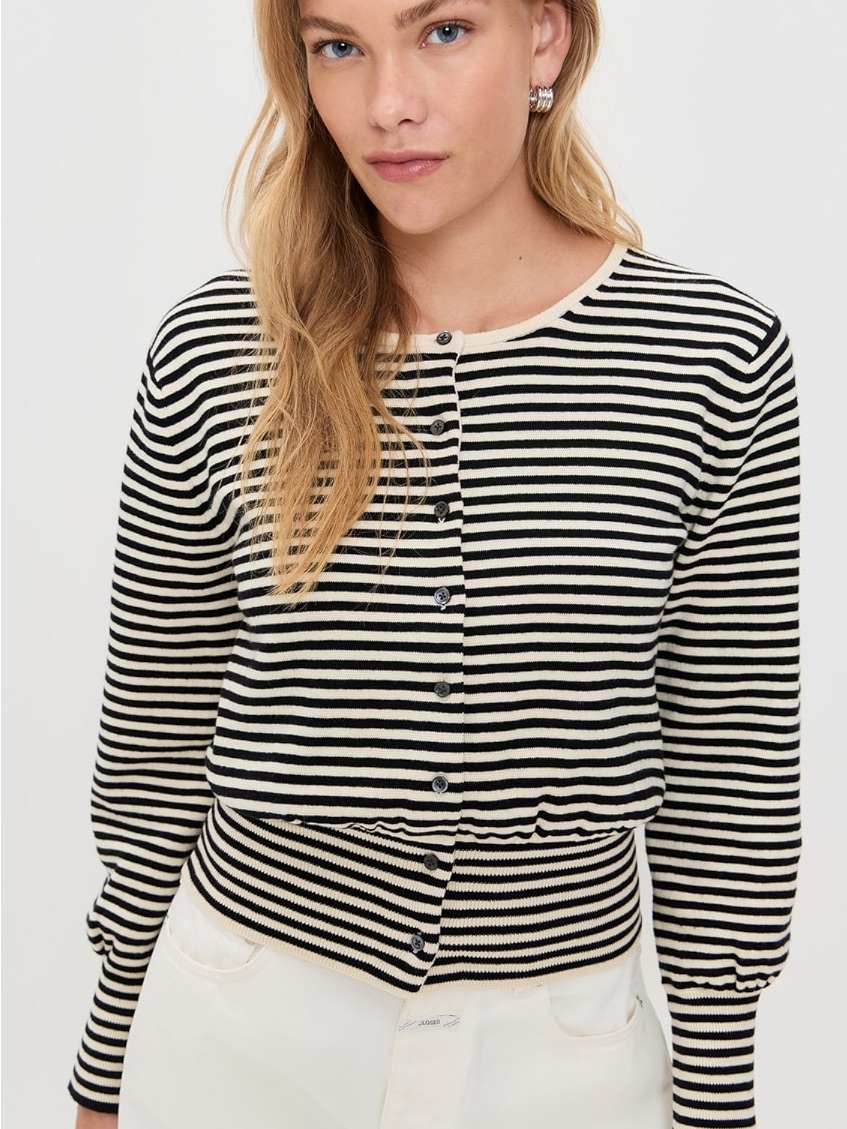 Nwot Alex Mill Louisa Cardigan In Striped Cotton Cashmere Size Small — image 2 of 5